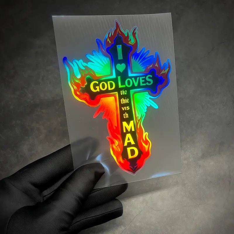 Flame Cross vinyl car sticker waterproof self-adhesive sticker, suitable for trucks, SUVs, car windows, bumpers, computer cases, motorcycles, car decorations
