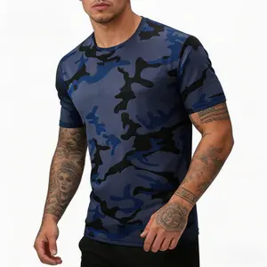 Men’s Summer New Crew Neck Camouflage T-Shirt Casual Trendy Quick Dry Breathable Sports Top