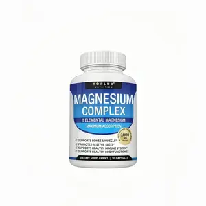 TopLux Nutrition Magnesium Complex 1000mg, 90 Capsules- 7 Chelated Elemental Sources, Malate & TaurateMagnesium Supplement for Bone, Muscle, Sleep & ImmuneSupport for Men & Women
