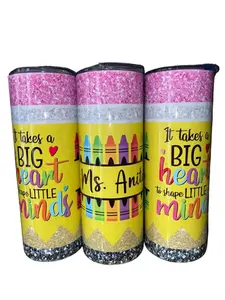 Teacher - Custom Name - Pencil Tumbler - 20oz oz 20 oz. 20oz. Skinny Sublimation Tumbler - Amy's Tumbler Junkies - Your Favorite Tumbler Shop!