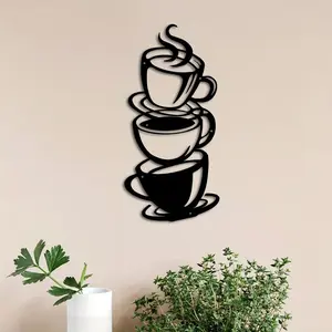 Coffee Cup Pattern Wall Art, Modern Metal Wall Decor, Wall Hanging Ornament for Home Kitchen Coffee Shop, Home Decor Supplies, Room