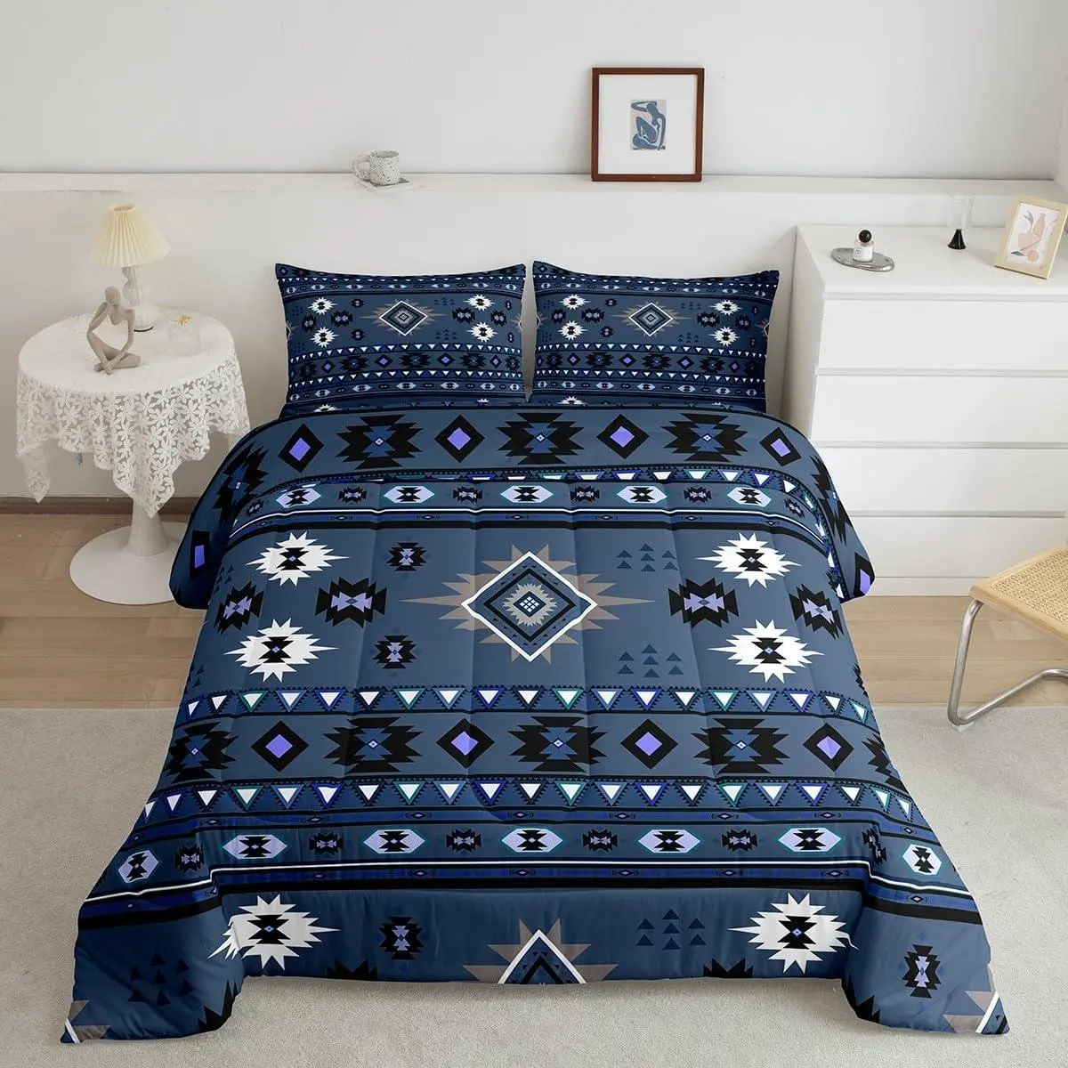 Kids Western Comforter ,Southwestern Aztec Comforter Set Boys Girls Boho Tribal Bedding Set Bohemian Rustic Country Teens Duvet Set Bedroom Decor Microfiber Bed Set
