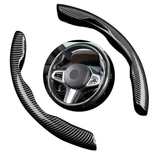 Universal Carbon Fiber Car Steering Wheel Cover,Car Interior Accessories,Non-Slip Wheel Protector Sporty Car Accessories, O/D-Shape Steering Wheel for Men Women, Size 14.4-15" Fits 99% Car
