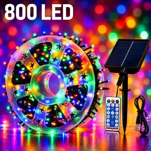 800 LED Solar Multicolor String Lights, 334.6FT Outdoor Fairy Lights with Remote, Waterproof Colorful Patio Lights for Garden, Porch, Fence, Party & Holiday Decor
