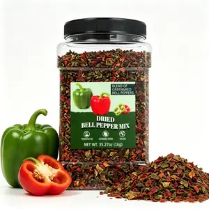 Dry Dehydrated Red and Green Bell Peppers Mix, Bulk Mixed Bell Pepper Flakes – Chopped Dried Vegetable for Soup & Cooking, Vegan, 100% Natural
