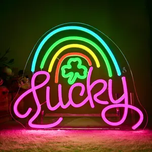 Lucky Clover Design LED Neon Light, USB Powered Wall Mounted Neon Sign, Decorative Light for Bedroom, Party, Game Room, Dessert Shop, Club