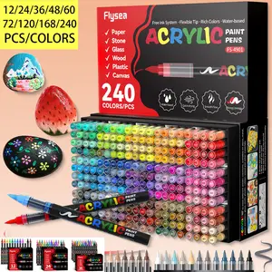 Acrylic Paint Soft Brush Markers Set, Soft Brush Tip, Automatic Ink Control, Paint Markers for Wood, Stone, Canvas, Glass, Fabric, DIY Crafts