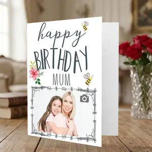 Personalized Birthday Card for Mom, Custom Photo Greeting Card, Unique Gift for Mother