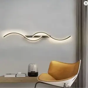 Modern LED Wall Lamp with Push Button Control, S-Shaped Design, Ideal for TV Backdrop, Bedside Tables, Hallways, Home Decor Light Fixture