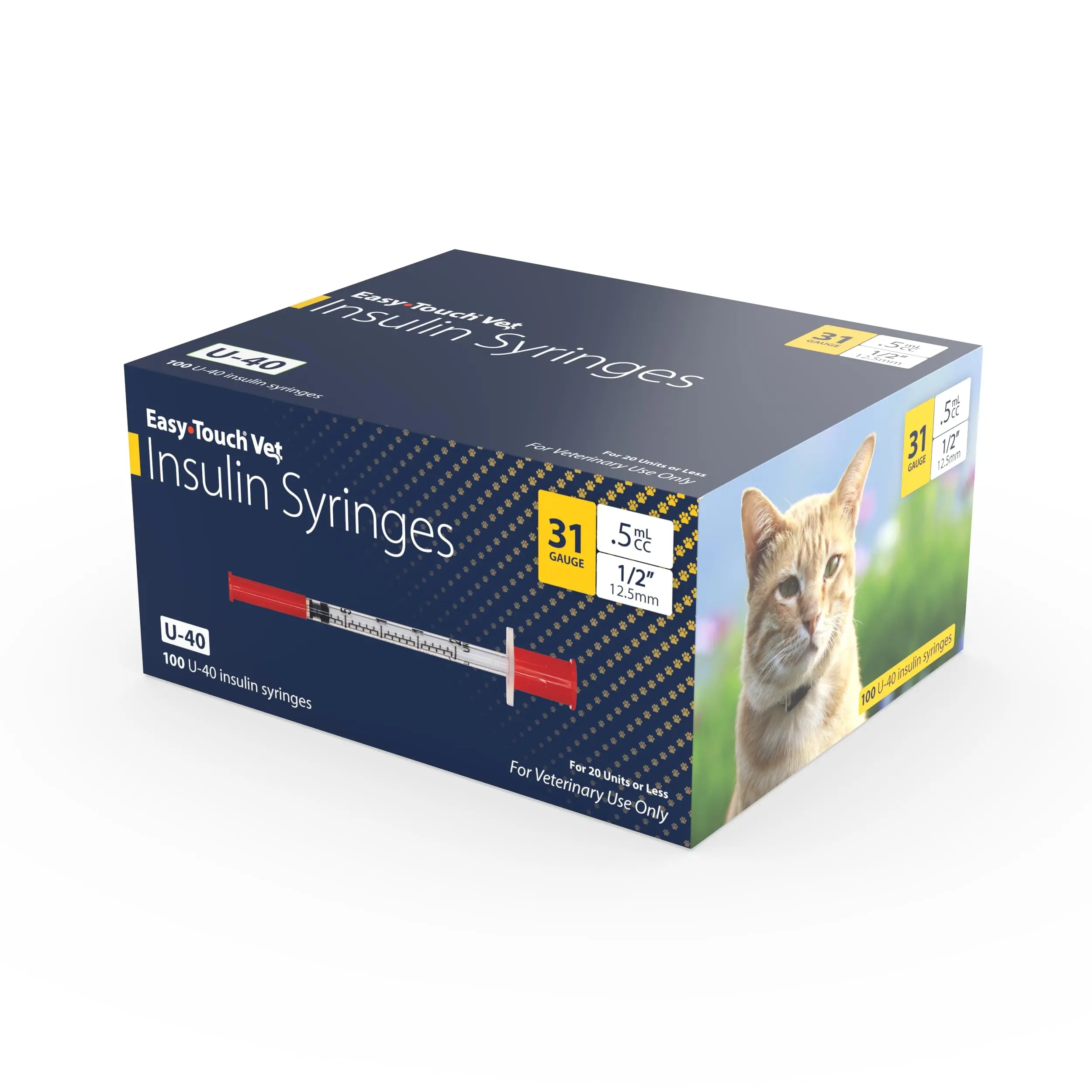 Easy Touch Pet U-40 Insulin Syringe 31G .5cc 1/2 in.