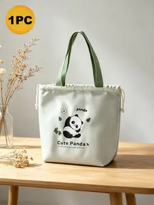 Cute Cartoon Pattern Lunch Bag, Oxford Fabric Cutlery Case, Ideal for Office and School, All Seasons Reusable Food Storage, Drawstring Lunch Bag