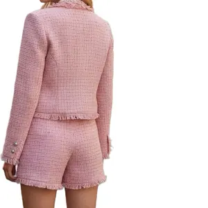 Luxury pink tweed set  Fringe blazer + matching shorts. Elegant, feminine & statement-worthy  Shop now before it’s go