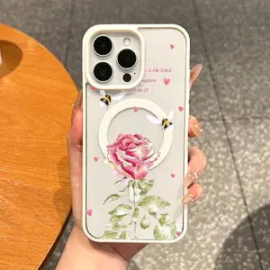 Magnetic Vintage Smartphone Case - Soft TPU Protector for iPhone 17,16 Pro Max,15 Plus,14,13,12,11,XS,XR, Lightweight Shockproof Scratch-Resistant Tech Accessory with Aesthetic Rose Bee Faith Vibes, Mobile Phone Accessories, Tech Accessories