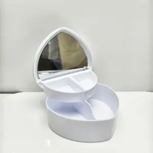 White Heart Shaped Jewelry Box DIY Deco Kit with Decoden Glue & Personalized Charms