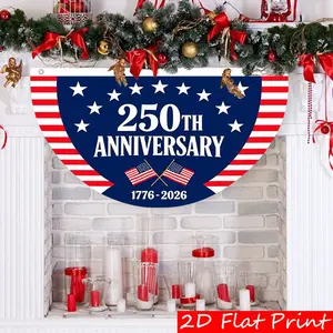 1pc Semicircle Patriotic Bunting Flag  Half-Circle Outdoor Banner for USA 250th Anniversary, Independence Day Christmas Spring Holiday Yard Porch Decor