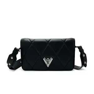 VALENTINO ORLANDI BLACK LARGE QUILTED CROSSBODY