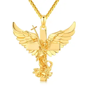 St Michael Cross Necklace 925 Sterling Silver Protection Pendant Necklace Catholic Jewelry Gifts for Men Women TikTokShopBlackFriday