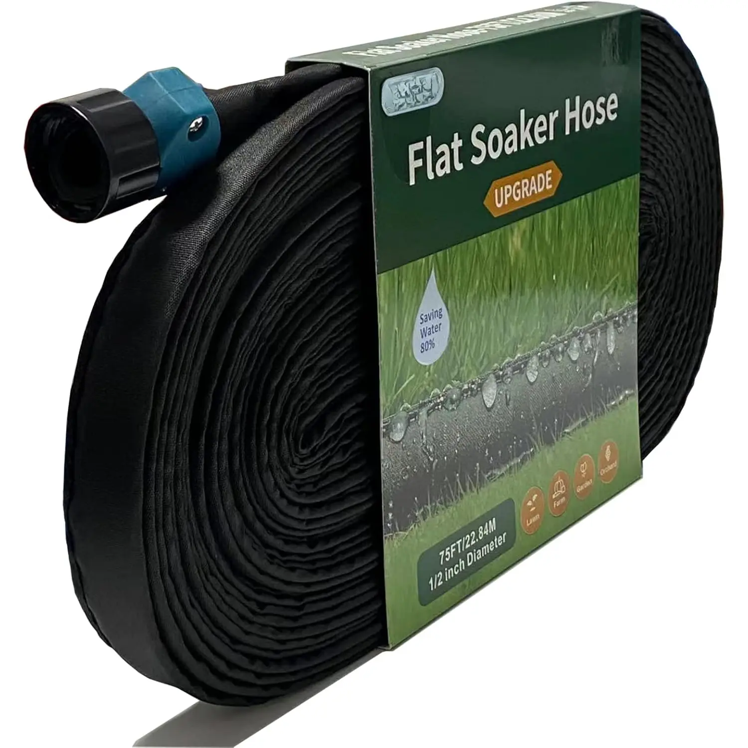 2025 Flat Soaker Hose 75 ft for Garden, 75' Linkable Drip Hose Diy Garden Irrigation System Saving 80% Water, Dual-layer Leak-free Design Water Hose with Holes