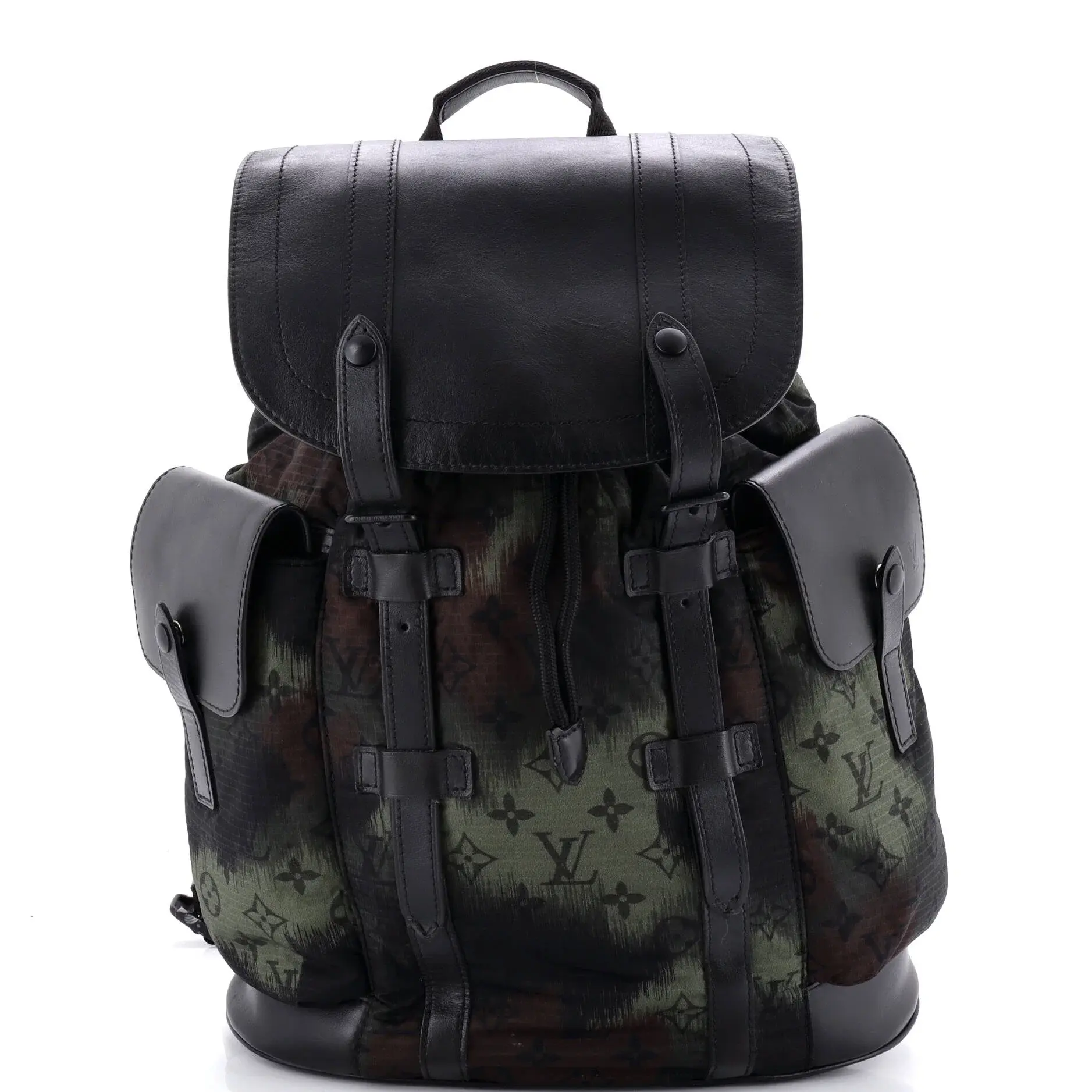 Pre-owned Louis Vuitton Nylon Backpacks Christopher Backpack Limited Edition Camouflage Monogram with Leather PM by Rebag