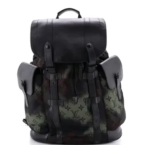 Pre-owned Louis Vuitton Nylon Backpacks Christopher Backpack Limited Edition Camouflage Monogram with Leather PM by Rebag