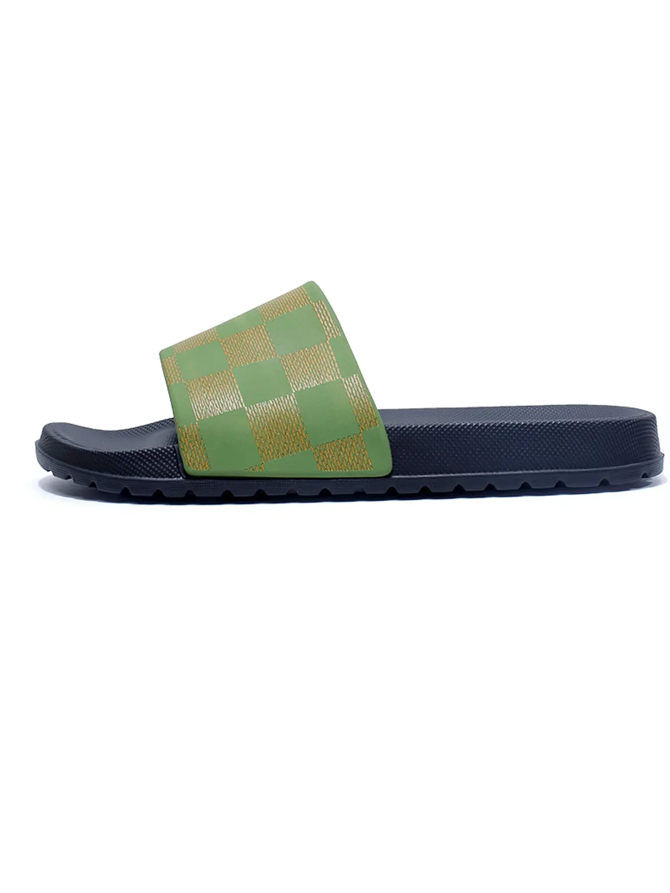 Men's Fashion Checkered Slide Sandals, Non-Slip Soft Sole Open-Toe Slippers, Lightweight Comfortable Casual Slides for Summer, Indoor Outdoor Footwear for Beach, Pool, Shower, Daily Walking, Stylish Slip-On Design