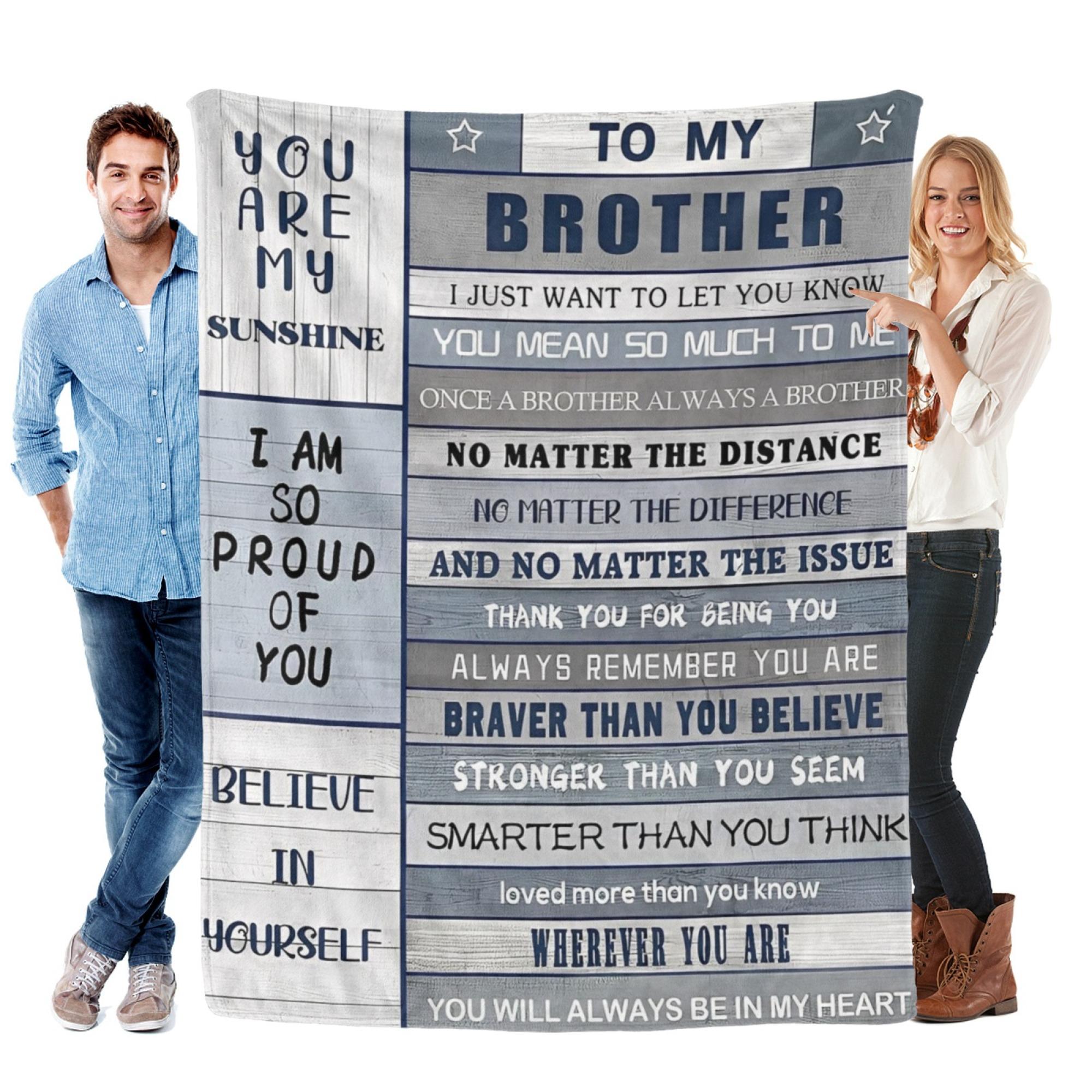 Gifts for Brother Blanket from Sister - Brother Christmas Birthday Gift Adult - Ultra Soft Plush Throw Present Ideas for Bedding Sofa - 60"x50"