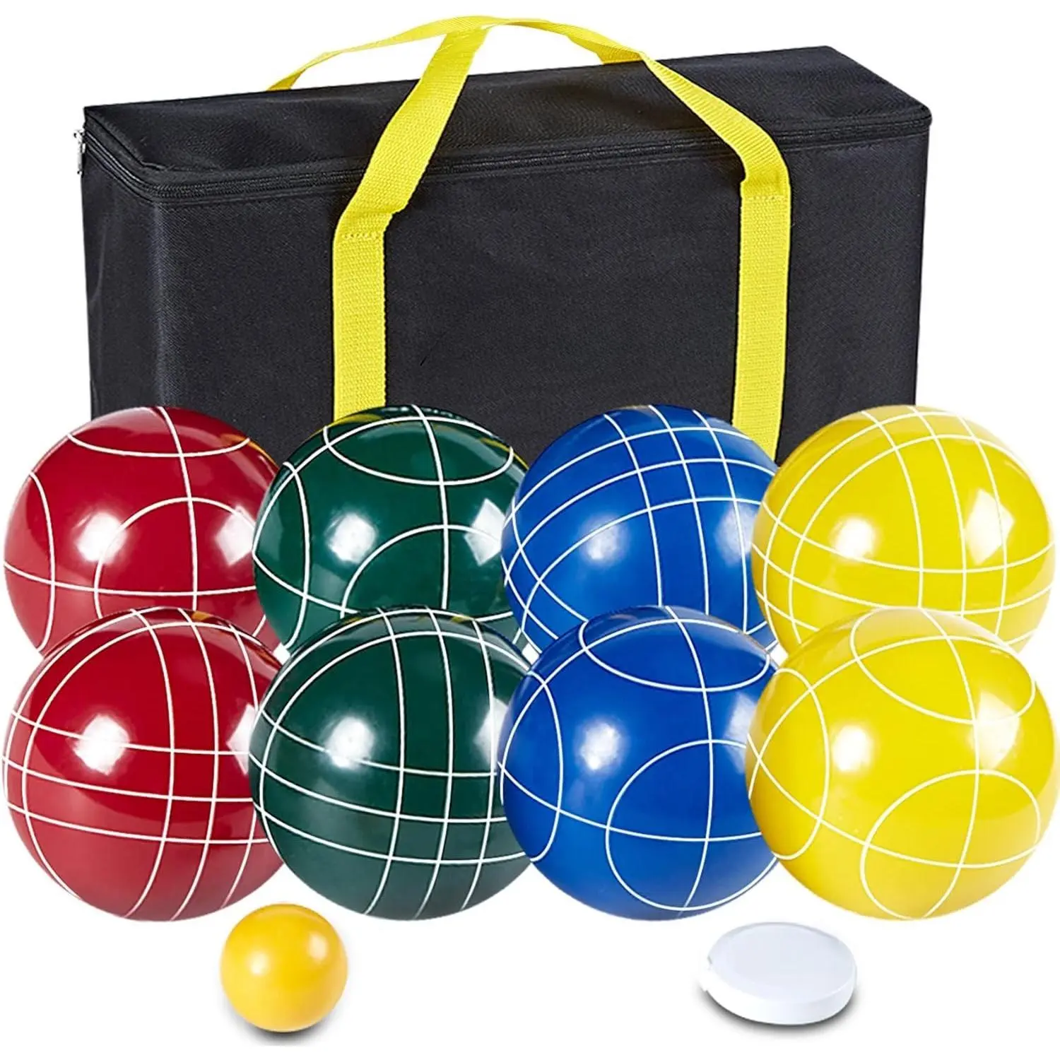 Bocce Ball Set, 107mm Outdoor Bocci  with 8  Balls, Pallino for Backyard Lawn Beach, Outdoor Yard Party  for Family  Teens Beginners (2-8 Players)