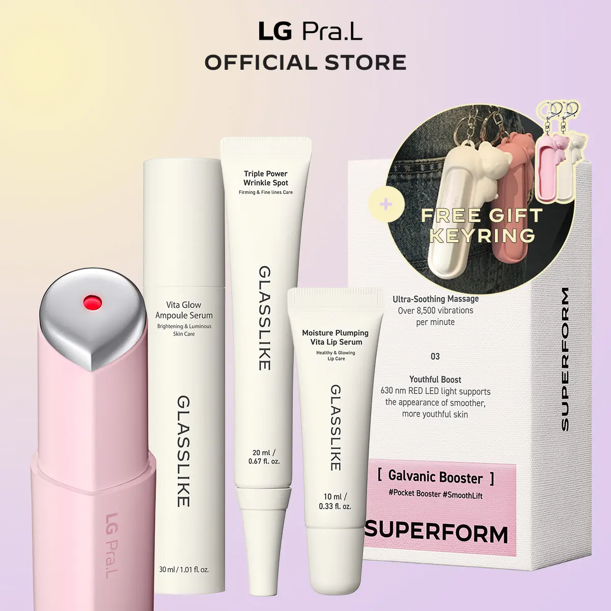 [LG Pra.L] Ultimate Glow & Firming System ｜ K-Beauty Device + 3 Serums for Visible Glass Skin Transformation