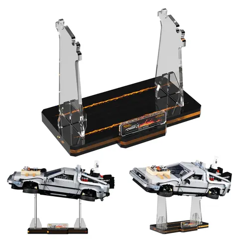 Acrylic Display Stand for (Back to The Future Time Machine  10300) Car Building Block Model, Customised Collection Clear Display Riser Holder