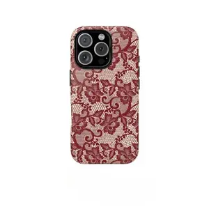 Burgundy Case, Glossy Soft Case, Lace Phone Case, Matte Case, Gift for Her, Slim or Tough Shell,phone Case Suitable for Iphone 11/12/13/14/15/16/17 Pro Promax Plus Air and Samsung S22/S23/S24/S25 Plus Ultra Fe