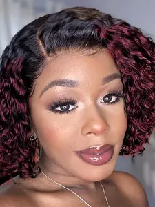 Deep Wave 13x4 Lace Frontal Wig Short Curly Human Hair Wig Bob Pixie Cut LaceWigs For Women Bob Wig Natural Looking Wig