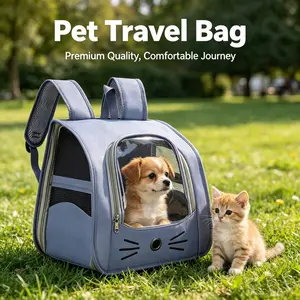Pet Backpack with Soft Pad Set, Breathable Mesh Window Pet Carrier Bag, Foldable Anti-scratch Cat Backpack, Transparent Portable Travel Bag for Dogs Cats, Multifunctional Carrier for Outdoor Hiking Walking & Car Use