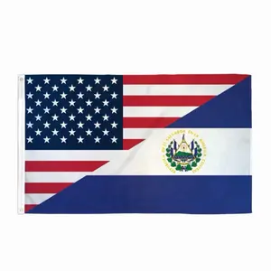 El Salvador & Usa Flag 3 x 5 Feet for Outdoor Use Durable and Vibrant Colors Perfect for National Celebrations