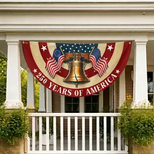 250th Anniversary Banner, Liberty Bell Banner, 250 Years of America Banner, Patriotic Porch Banner, 1776 2026 Banner, Betsy Ross Flag Banner, USA 250th Anniversary Patriotic Bunting Banner  America 1776–2026 Semicircle Fence Flag  Christian Freedom Porch