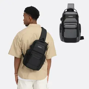 1pc Men's Chest Bag, Sling Crossbody Bag, Waterproof Multi-compartment, for Daily Commute, Travel, Outdoor Fashion Lightweight Shoulder Pack, Spacious Design