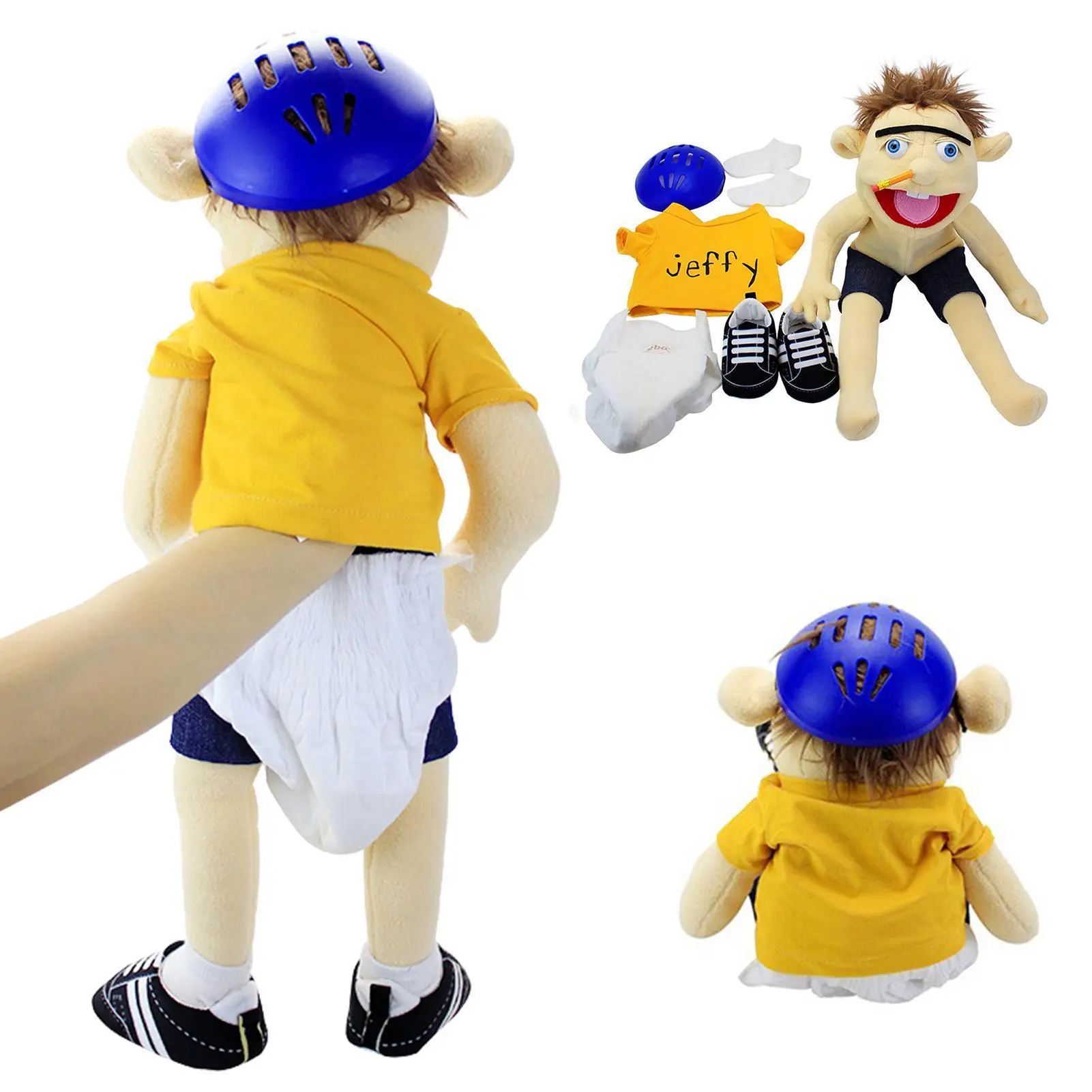 Jeffy Hand-Shaped Polars Fleece Hand Puppet, Soft Cartoon Stuffed Toy for Boy, Children Development - Height About 60cm, Educational Kids Gift, Sleeping Pillow