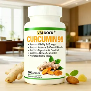 VMDOCK Edible Turmeric Curcumin 1000 mg Dietary Supplement with Black Pepper, MCT Oil - 95% Curcuminoids for Enhanced Absorption, Non-GMO, Gluten-Free Healthcare Support