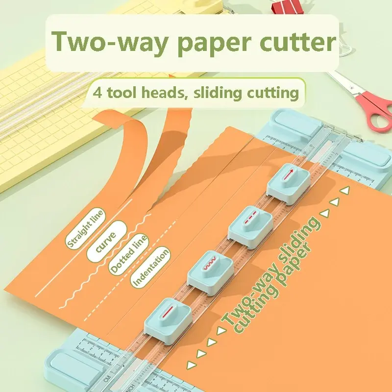 Manual Paper Cutter Machine, Dual Directional Cutting, Includes 4 Blades, Ideal for School Office Home Use, New Condition, Cutting Supplies