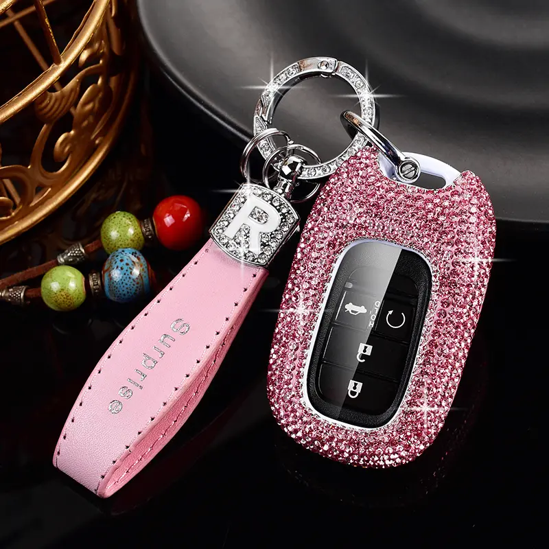 Fashion Luxury Sparkling Rhinestone For Honda Accord Key Fob Cover Pilot Civic HR-V CR-V Pilot XRV HR-V City SI EX EX-L Tourin With Keychain Girly Car Accessories Car Key Accessory Car Key Protector 2023 2024 2025