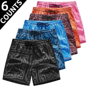 Men's six-piece paisley shorts set, summer men's casual quick-drying shorts, sports casual jogging shorts, breathable loose hem shorts, TikTok store special offer, 5 Sense men's gifts, menswear, tropical spring style.