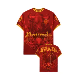 Yla x Spain Number 10 Soccer Jersey Shirt, Bull Graphic Football Fan Tee, Red Spain Streetwear Jersey, Spanish Supporter Gift, Unisex Athletic Shirt