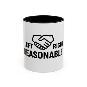 Left Right Reasonable Coffee Mug | Handshake Political Humor Accent Mug