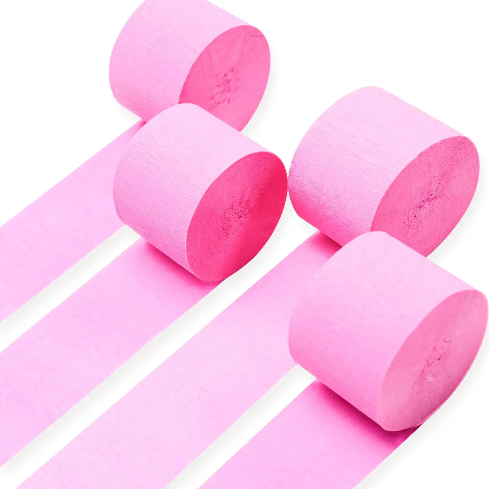 PartyWoo Thick Crepe Paper Streamers Pack, 4 Rolls (1.8in x 82ft Each, 328ft Total) Blush Pink Decor for Weddings, Birthday Parties – Ideal for Windows, Doors, Fireplaces, Walls