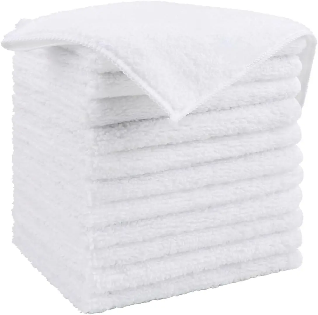 White Microfiber Cleaning Cloth, 12 Pack Premium Microfiber Towels for Cars, Lint Free, Scratch-Free, Highly Absorbent, Reusable Cleaning Rags for Car, Household, Kitchen, Window, 11.5"X11.5"
