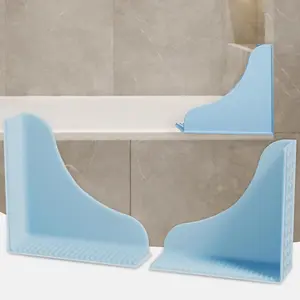 No-Adhesive 2-Pack All-Silicone Shower Splash Guard with Strong Suction Cups, Reusable One-Piece Bath Tub Corner Water Blocker for Secure Seal&Easy Removal,Keep Water in Shower or Bath, Baby Blue