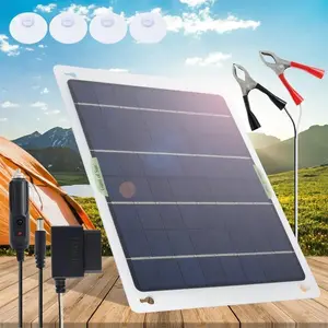 12V 10W Solar Panel Charger Kit – Portable Monocrystalline Solar Power for RV, Power Bank, Camping, Emergency Backup