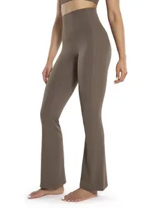 ENERBLOOM Women's Workout Flare Yoga Pants with Pockets High Waisted Bootcut Leggings Tummy Control 30'' Athleisure Style