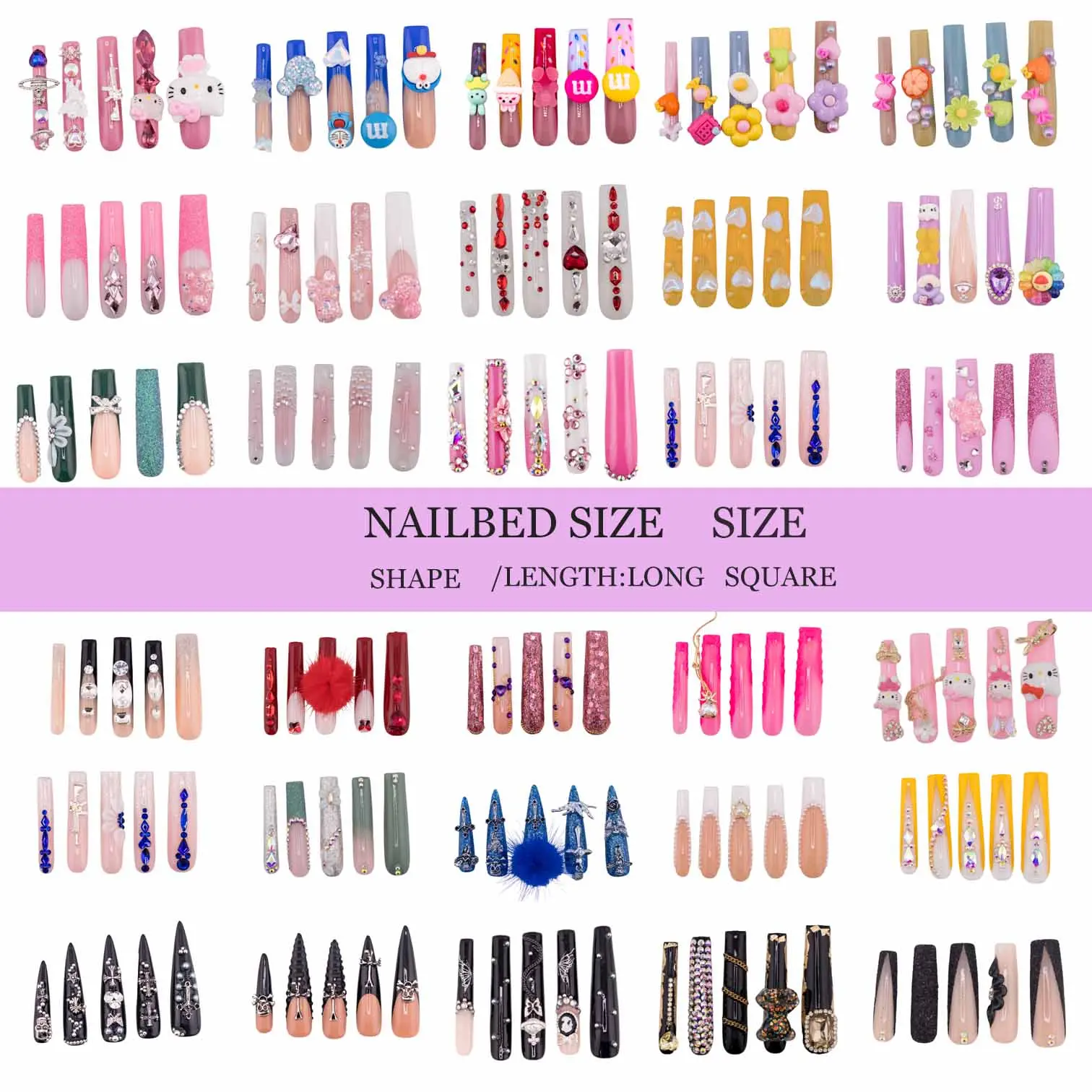 SASSY X29-X49 long square 10 PCS Handmade press on Nails Stylish press on nailsNight club companion nail polishGood gift for girlfriend Wear easy-to-wear nails Ingeniously designed manicure Acrylic Nail Art Nail Care Nail Care Cosmetic Color DISCOUNT