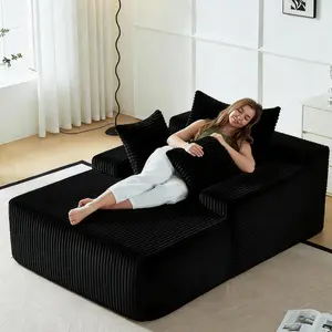 67" Chaise Lounge Chair Indoor, Oversized Corduroy Upholstered Boneless Sofa Bed No Assembly Required, Deep Seat Sleeper Cloud Couch Reading Chairs, Cloud Sofas Couches for Living Room