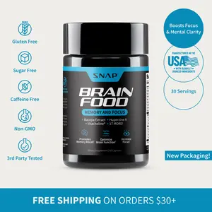 Snap Supplements - Brain Food - 30 Servings - Natural Supplement Capsules Edible Dietary Snap Supplements - Brain Food - 30 Servings - Natural Supplement Capsules Edible Dietary